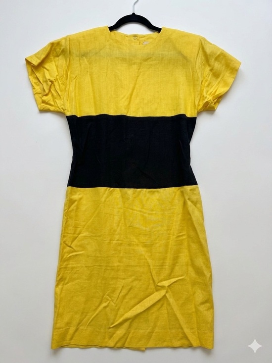 Liz Claiborne Dresses & Skirts - Vintage Liz Claiborne Yellow and Black Colorblock Midi Dress